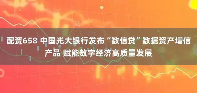 配资658 中国光大银行发布“数信贷”数据资产增信产品 赋能数字经济高质量发展